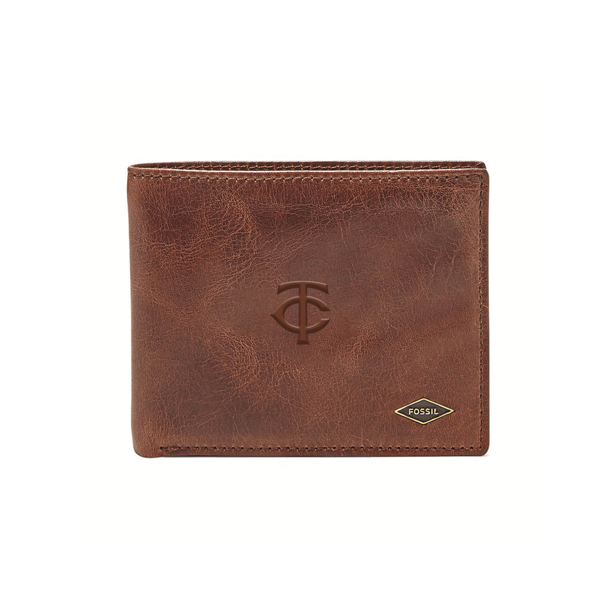 Fossil Brown Minnesota Twins Ryan RFID Flip ID Bifold