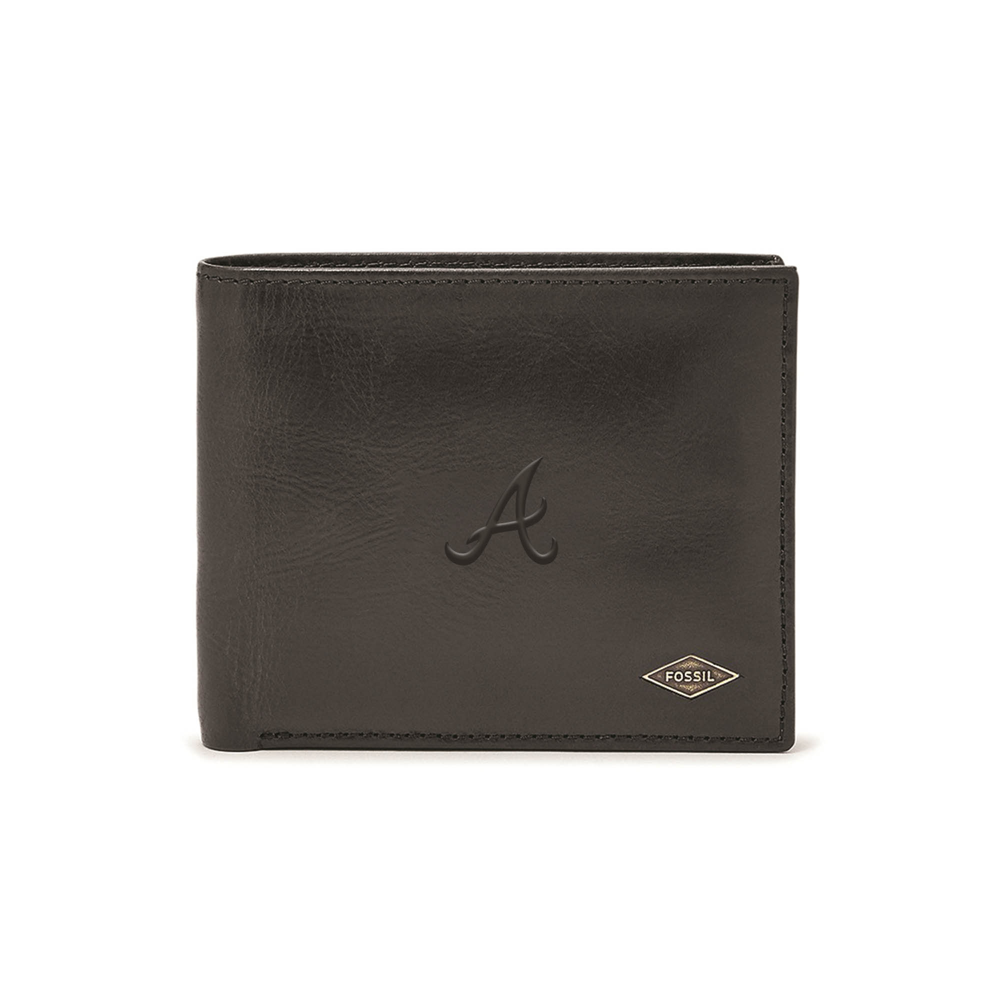 Fossil Black Atlanta Braves Ryan RFID Passcase Wallet Fossil Black Atlanta Braves Ryan RFID Passcase Wallet