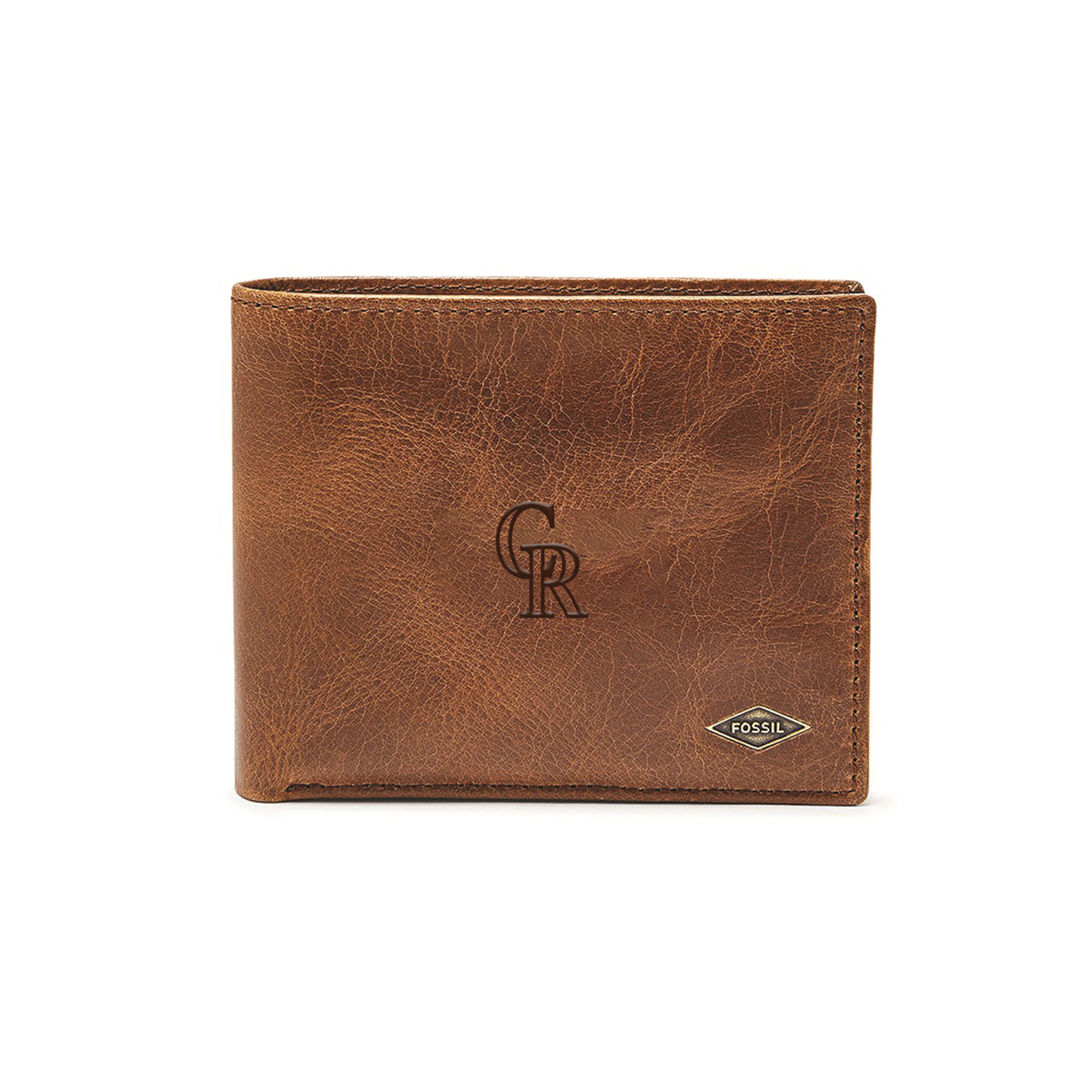 Fossil Brown Colorado Rockies Ryan RFID Passcase Wallet