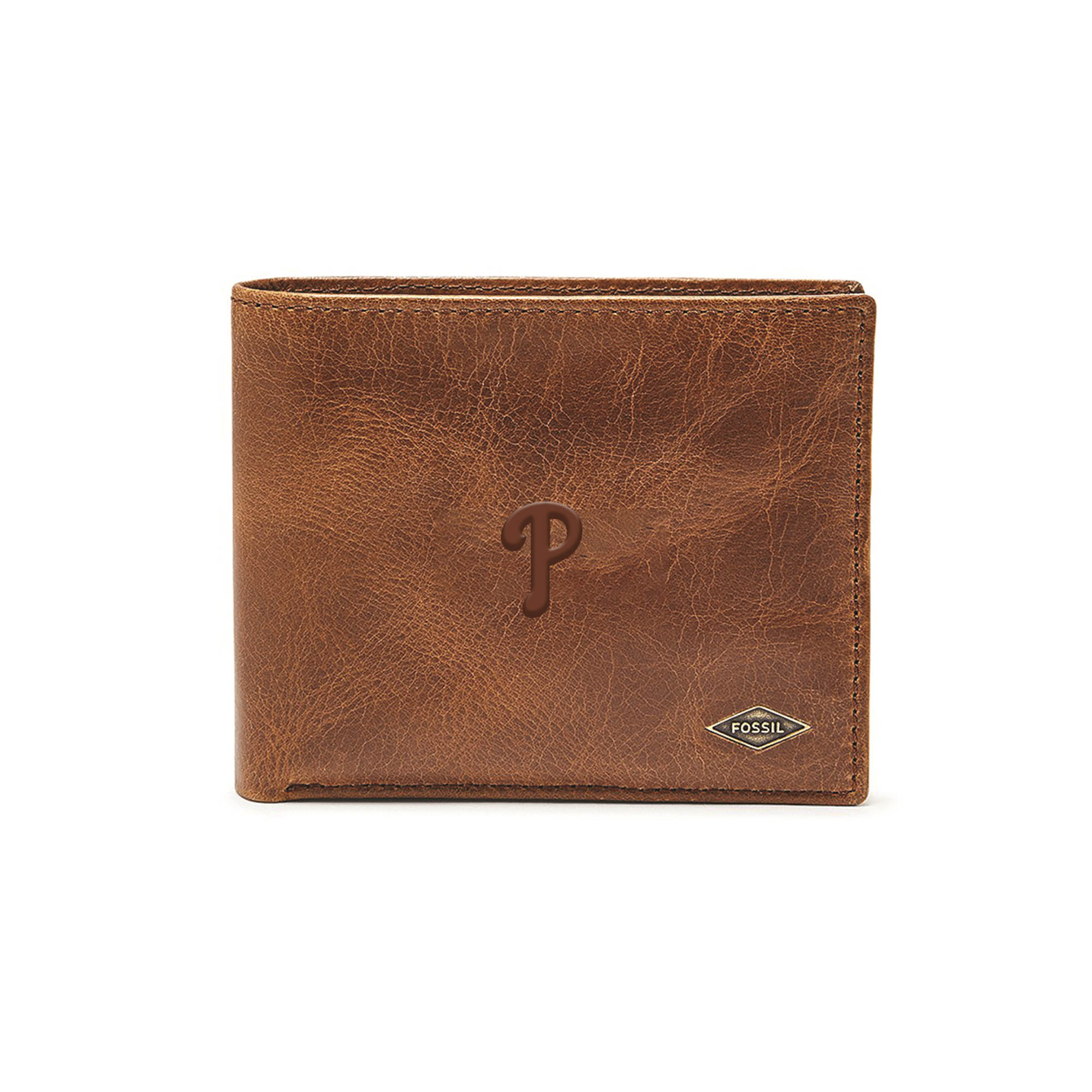 Fossil Brown Philadelphia Phillies Ryan RFID Passcase Wallet
