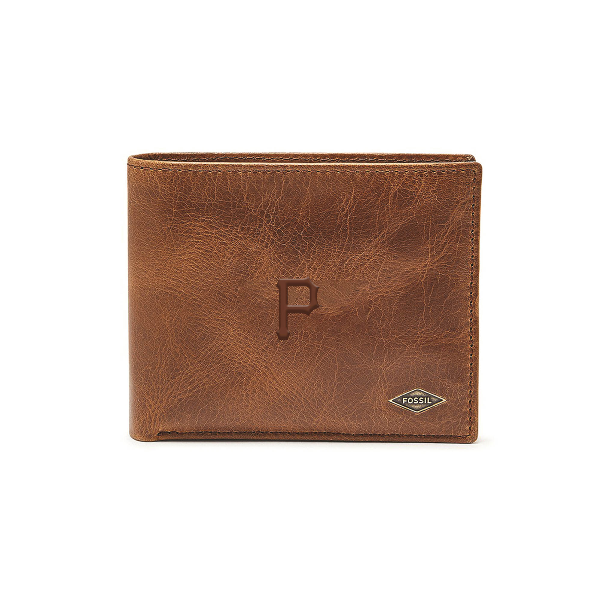 Fossil Brown Pittsburgh Pirates Ryan RFID Passcase Wallet
