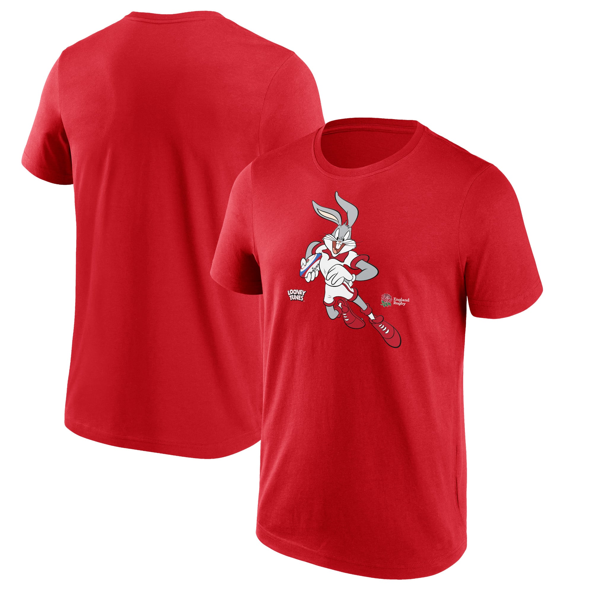 England Rugby Looney Tunes Bugs Bunny Graphic T-Shirt - Red: retailer-supplied image