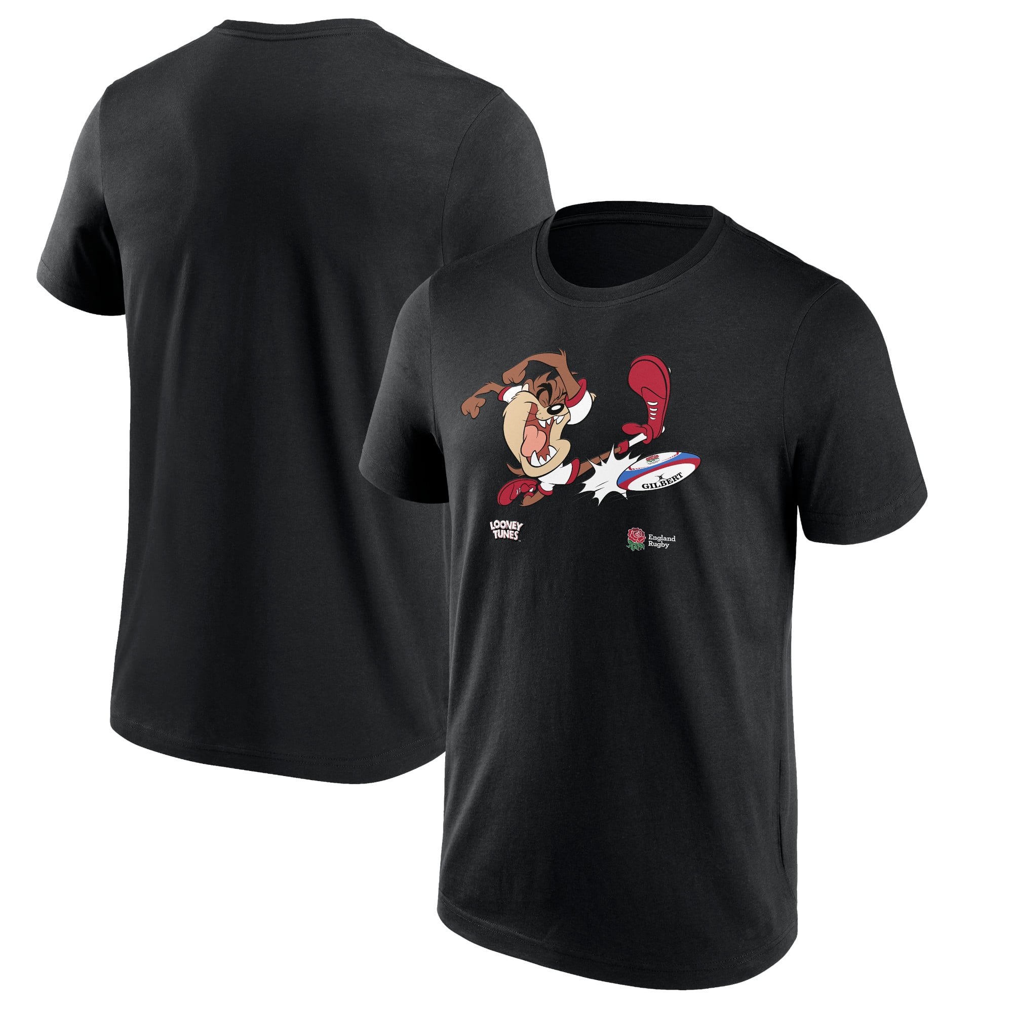 England Rugby Looney Tunes Taz Graphic T-Shirt - Black: retailer-supplied image