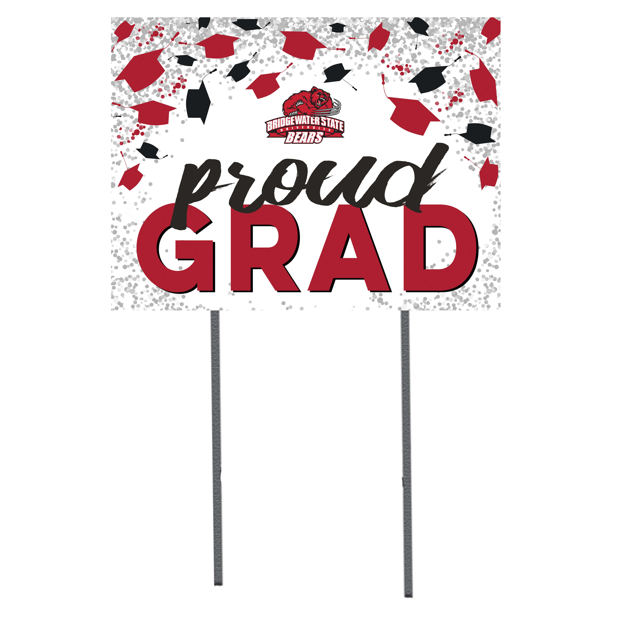Bridgewater State Bears 18" x 24" Grad Hats Yard Sign