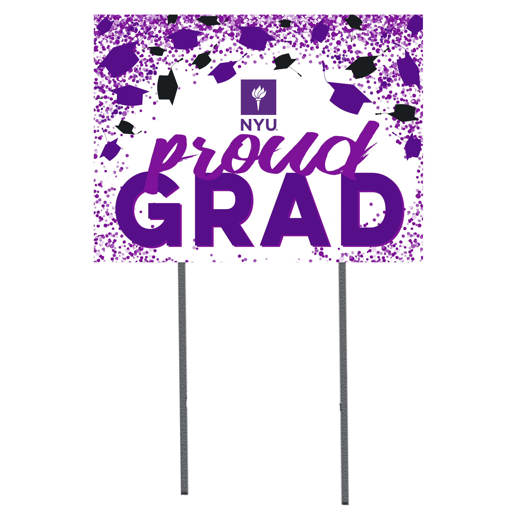 NYU Violets 18" x 24" Grad Hats Yard Sign