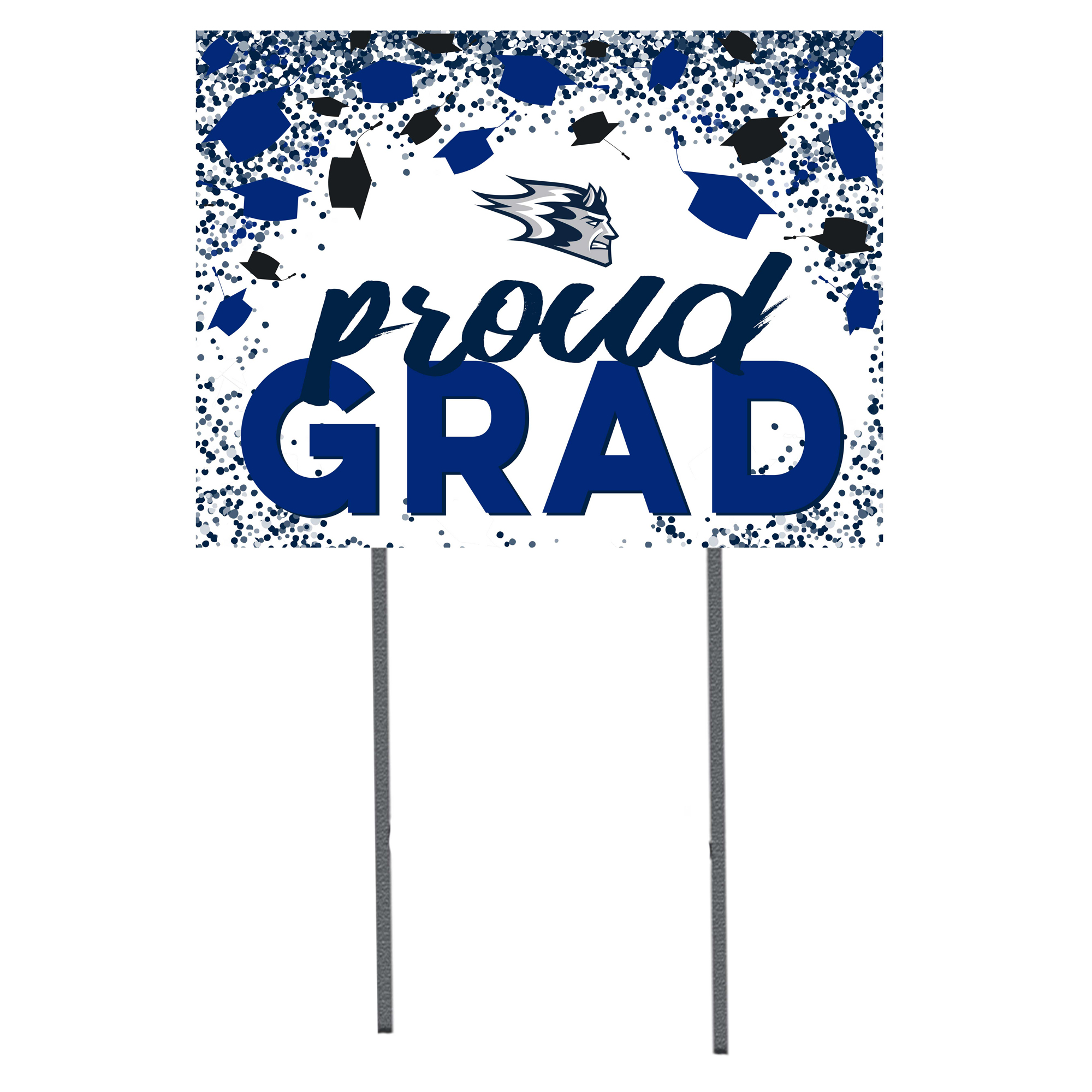 Wisconsin Stout Blue Devils 18" x 24" Grad Hats Yard Sign