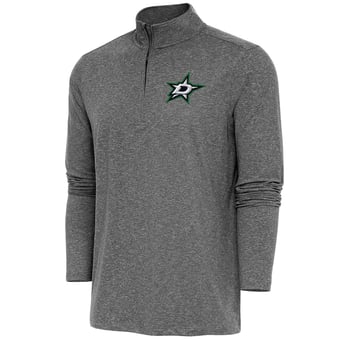 Men's Antigua  Heather Black Dallas Stars Hunk Quarter-Zip Pullover Top