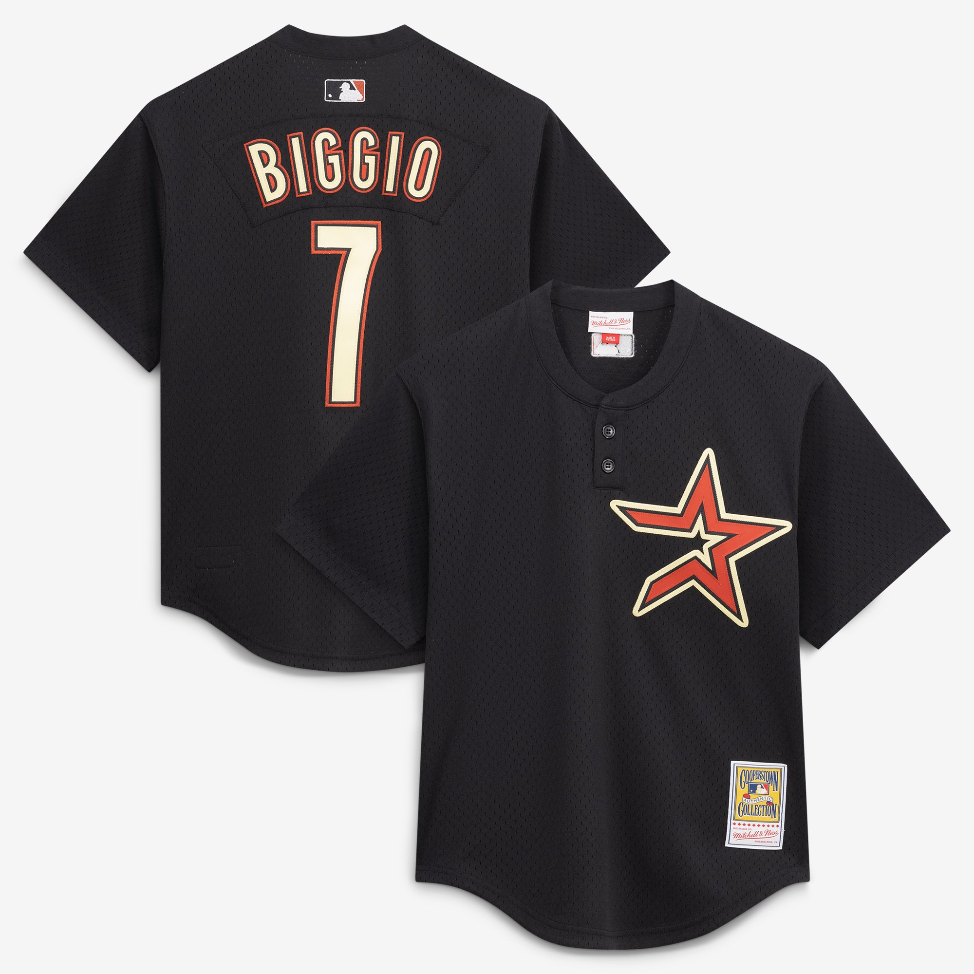 Maglia da allenamento autentica da uomo Mitchell & Ness Craig Biggio nera degli Houston Astros
