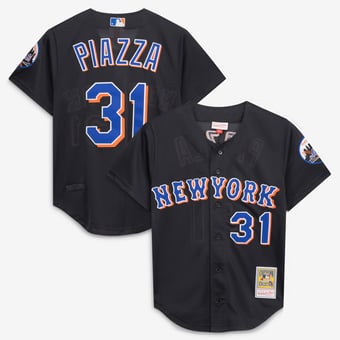 Men's Mitchell & Ness Mike Piazza Black New York Mets Cooperstown Collection 2000 Batting Practice Jersey