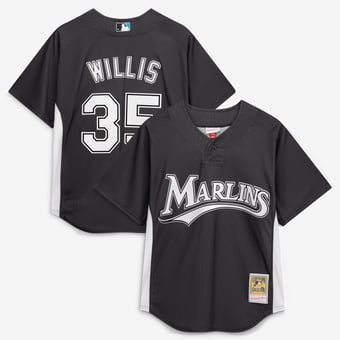 Men's Mitchell & Ness Dontrelle Willis Black Florida Marlins Authentic Batting Practice Jersey