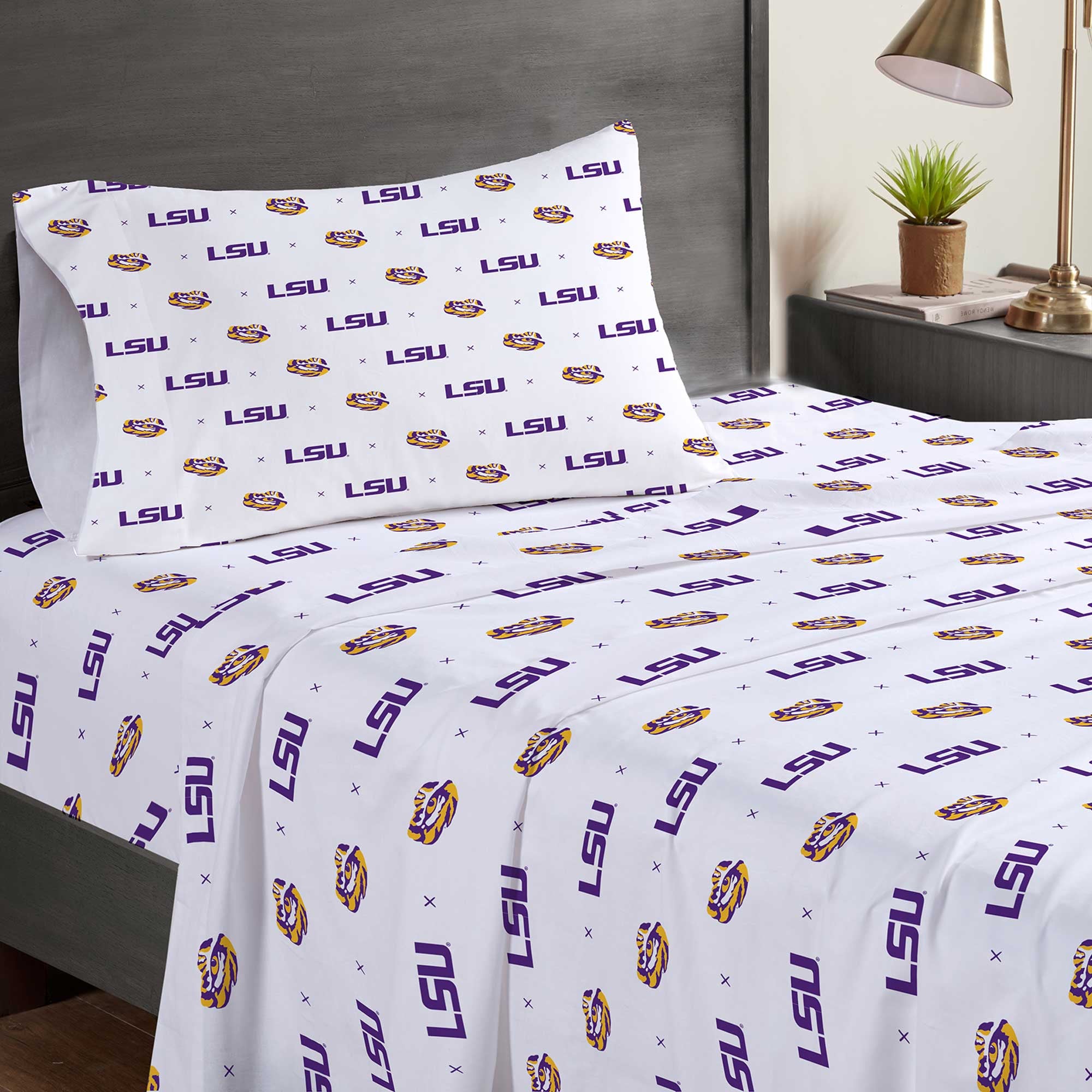 Pegasus LSU Tigers Three-Piece Twin Sheet Set