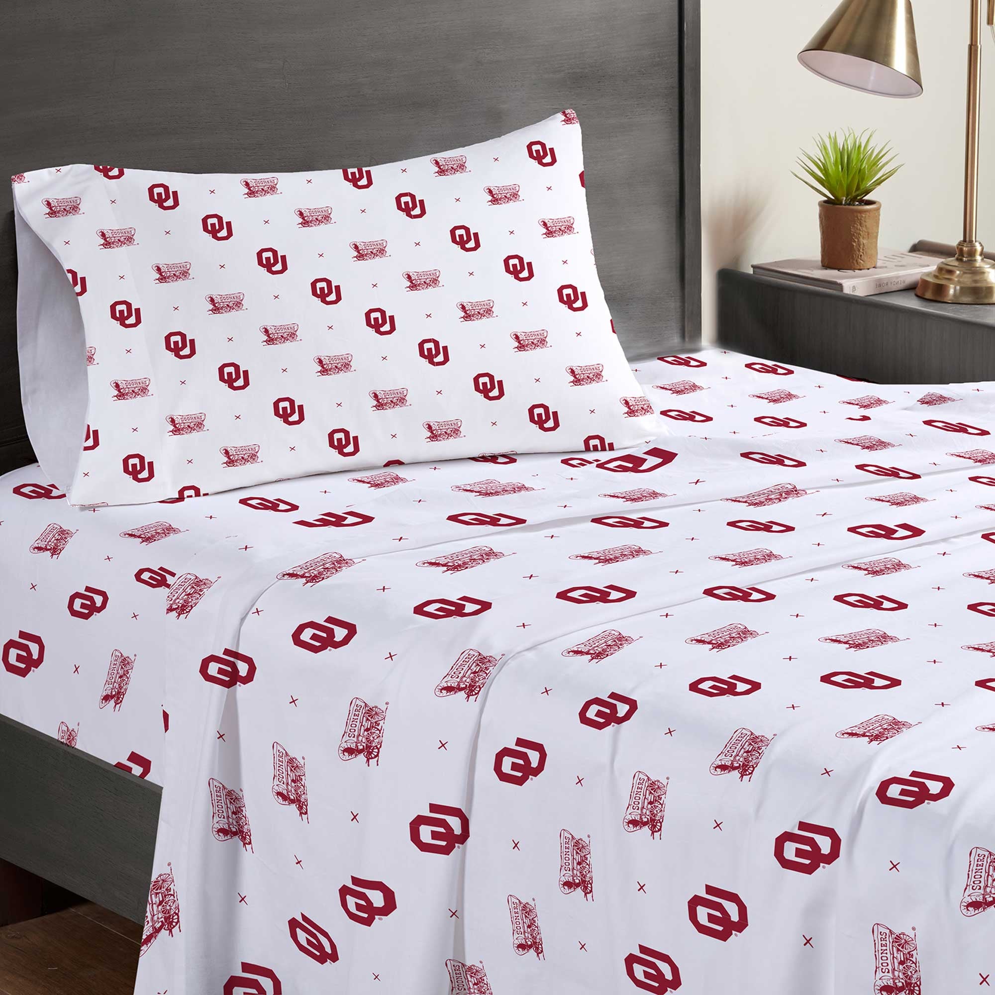 Pegasus Oklahoma Sooners Three-Piece Twin Sheet Set