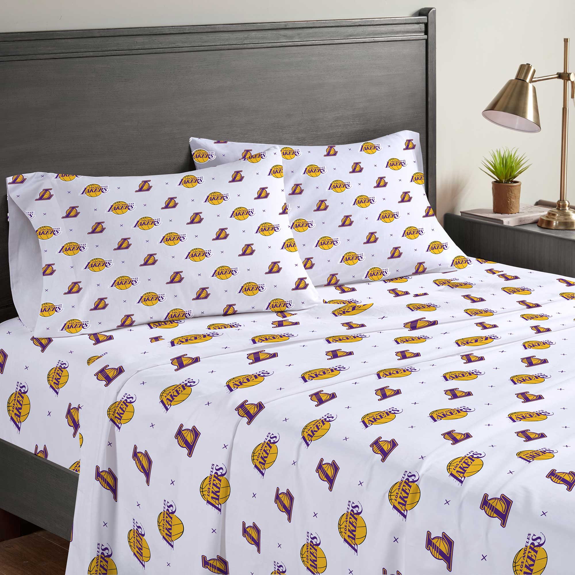 Pegasus Los Angeles Lakers Four-Piece Queen Sheet Set