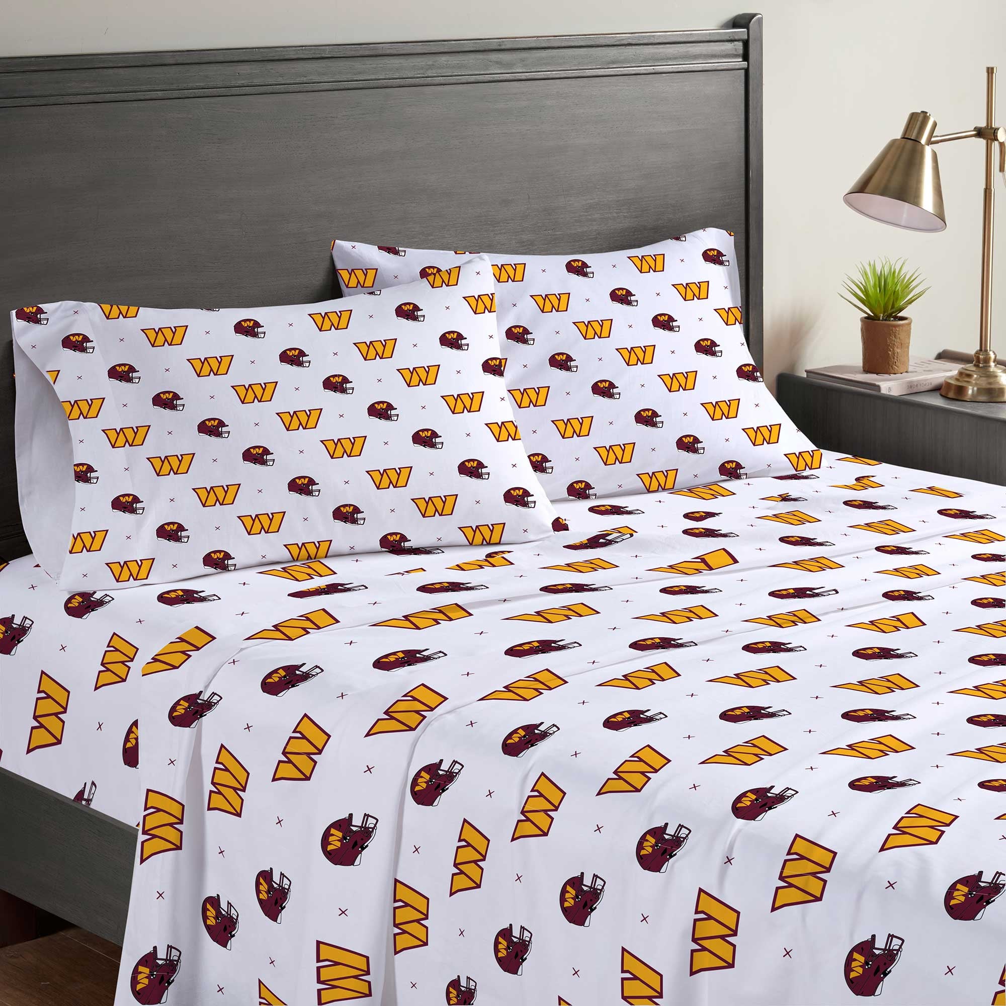 Pegasus Washington Commanders Four-Piece Queen Sheet Set