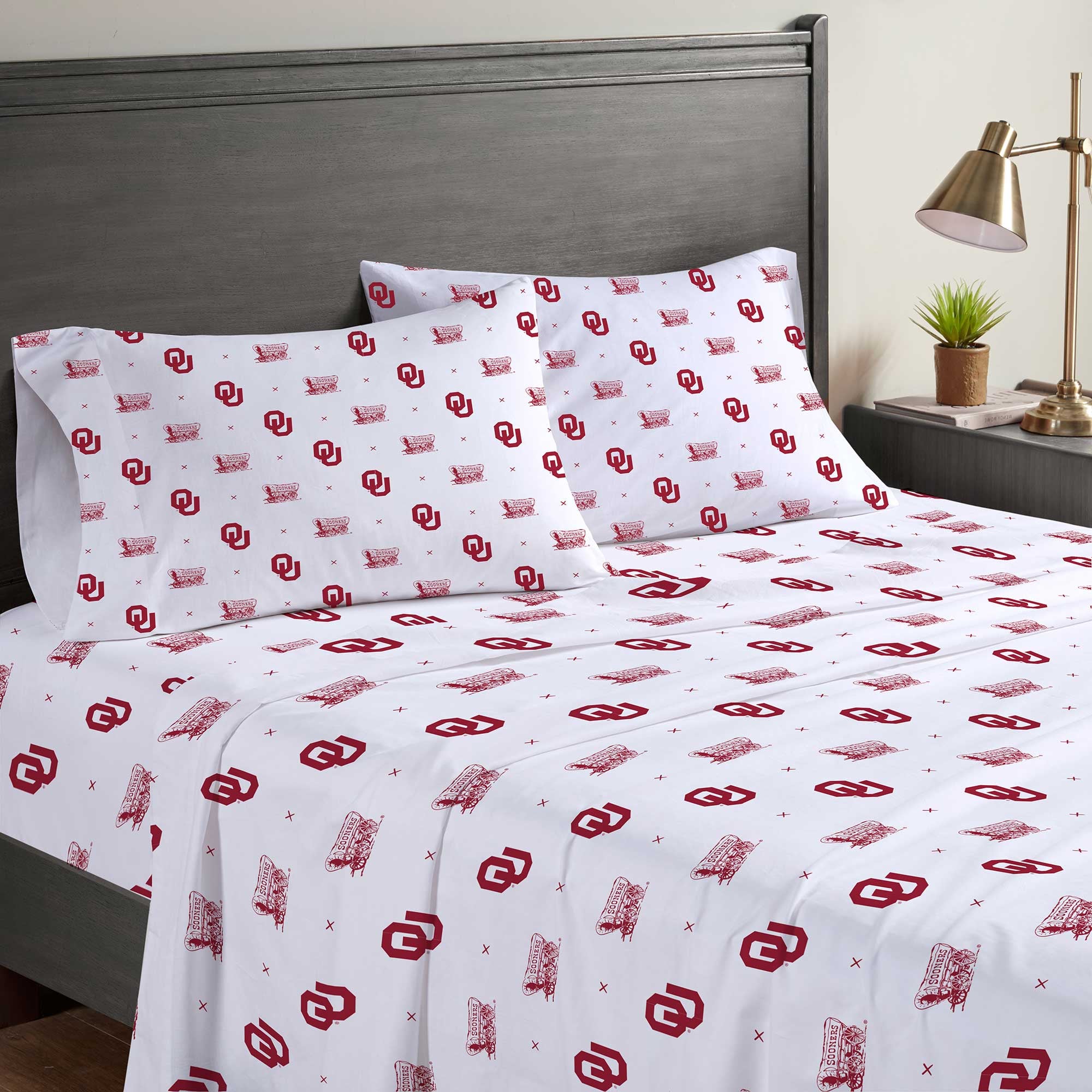 Pegasus Oklahoma Sooners Four-Piece Full Sheet Set
