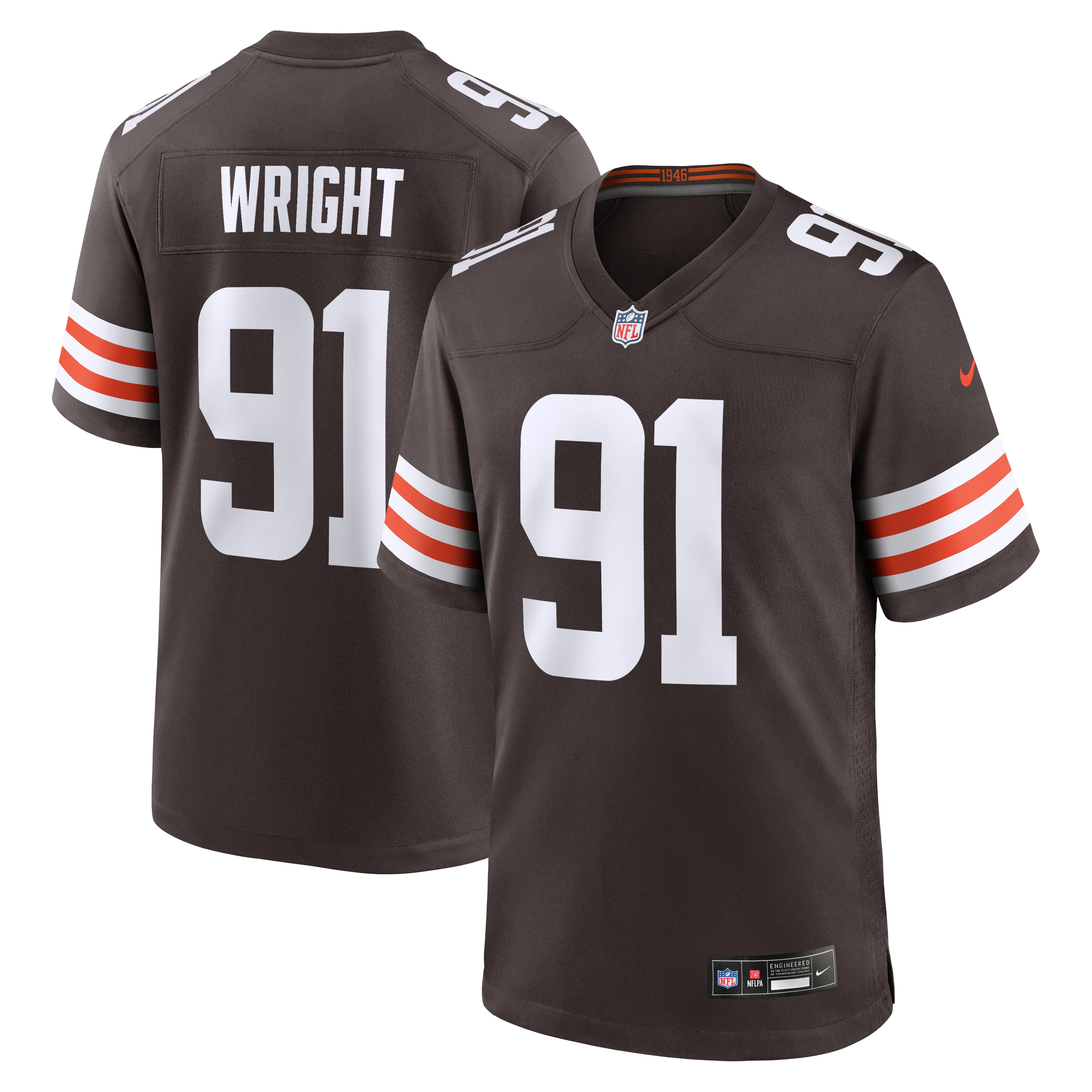 Men's Nike Alex Wright  Brown Cleveland Browns Team Game Jersey