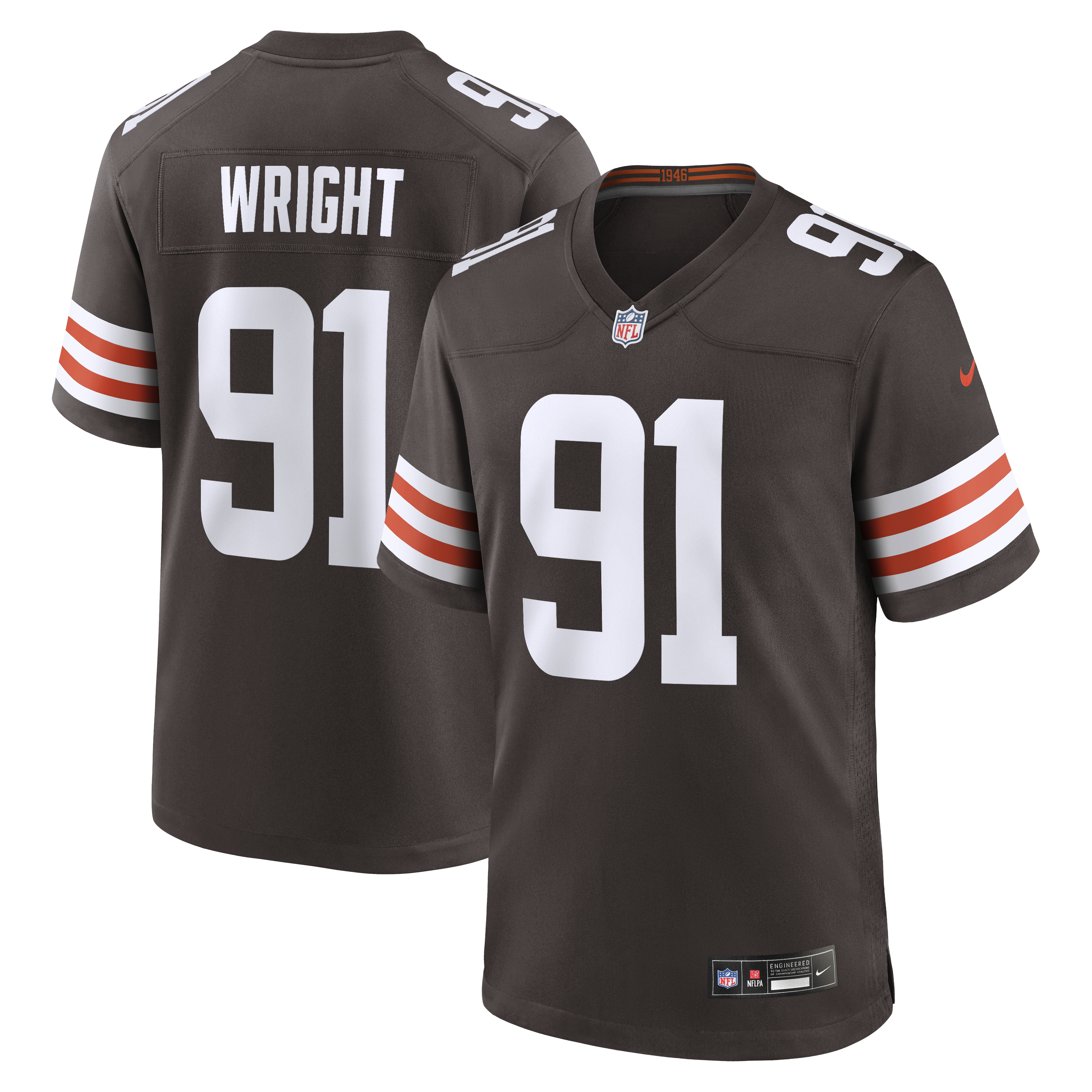 Men's Nike Alex Wright Brown Cleveland Browns Team Game Jersey