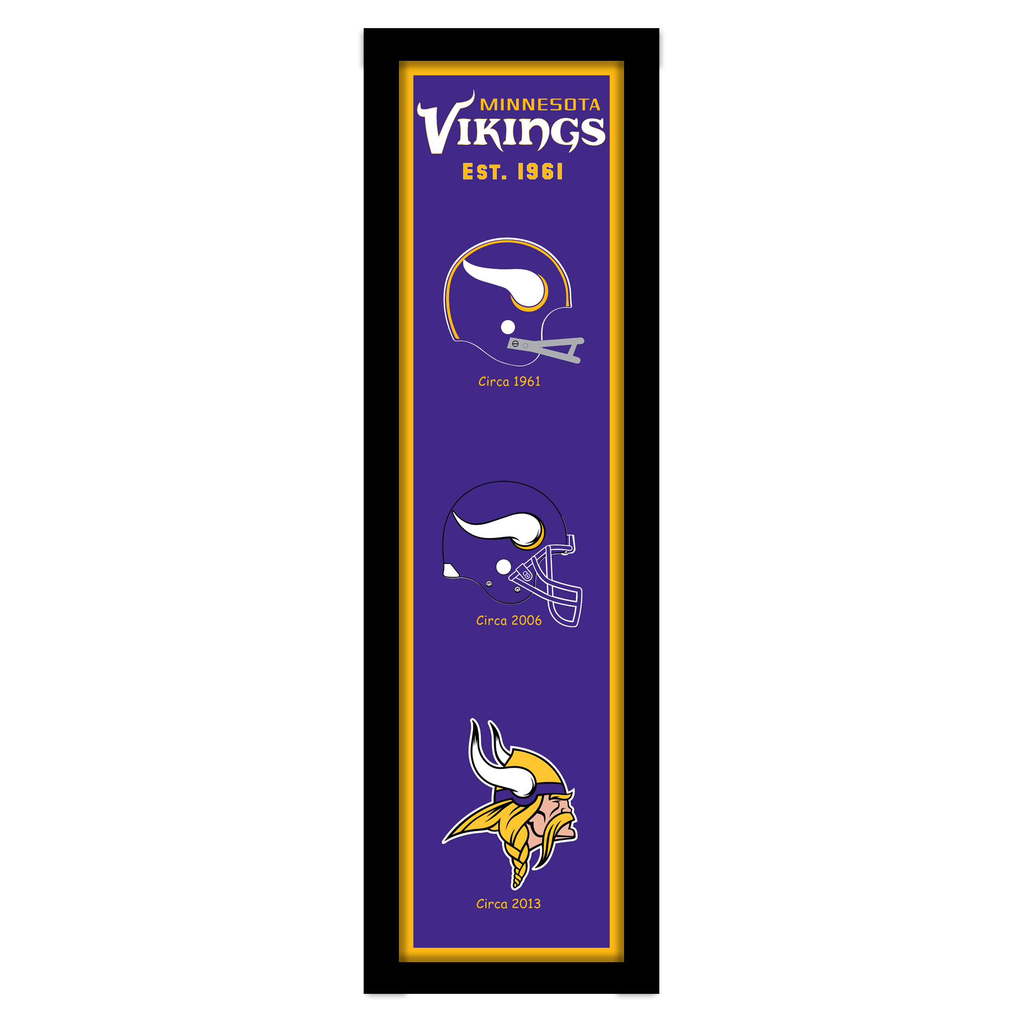 Minnesota Vikings 12" x 36" Heritage Framed Banner
