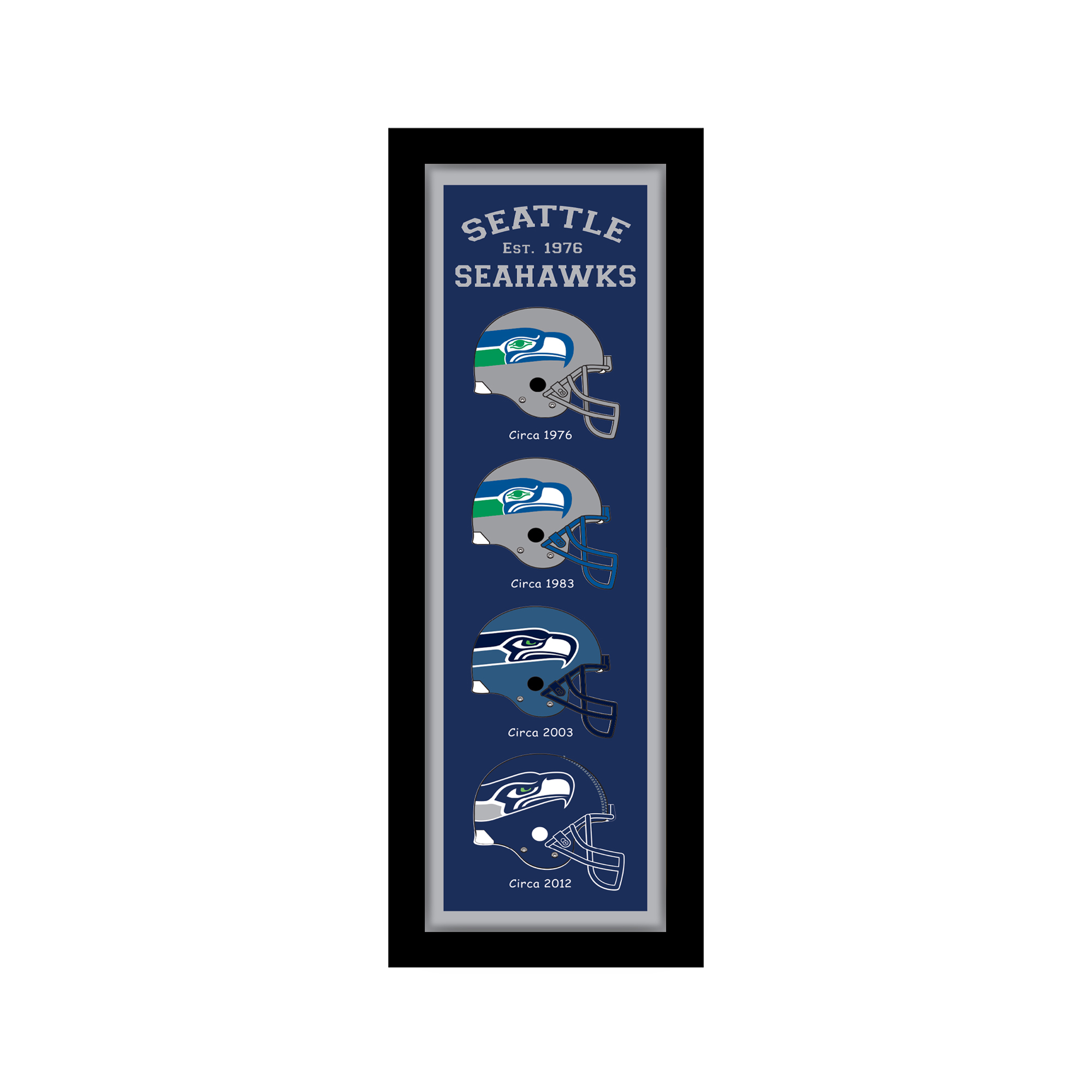 Seattle Seahawks 12" x 36" Helmet Heritage Framed Banner