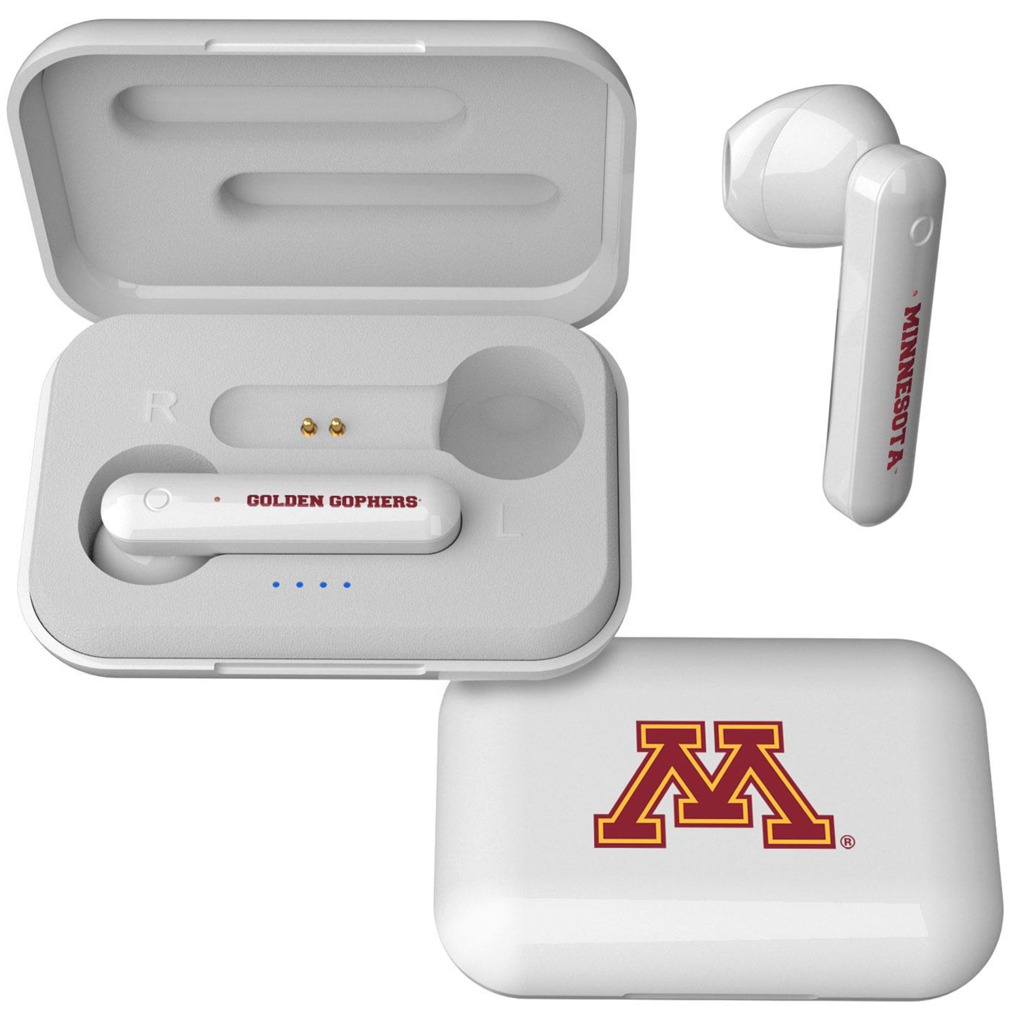 Keyscaper White Minnesota Golden Gophers True Wireless Earbuds Keyscaper White Minnesota Golden Gophers True Wireless Earbuds