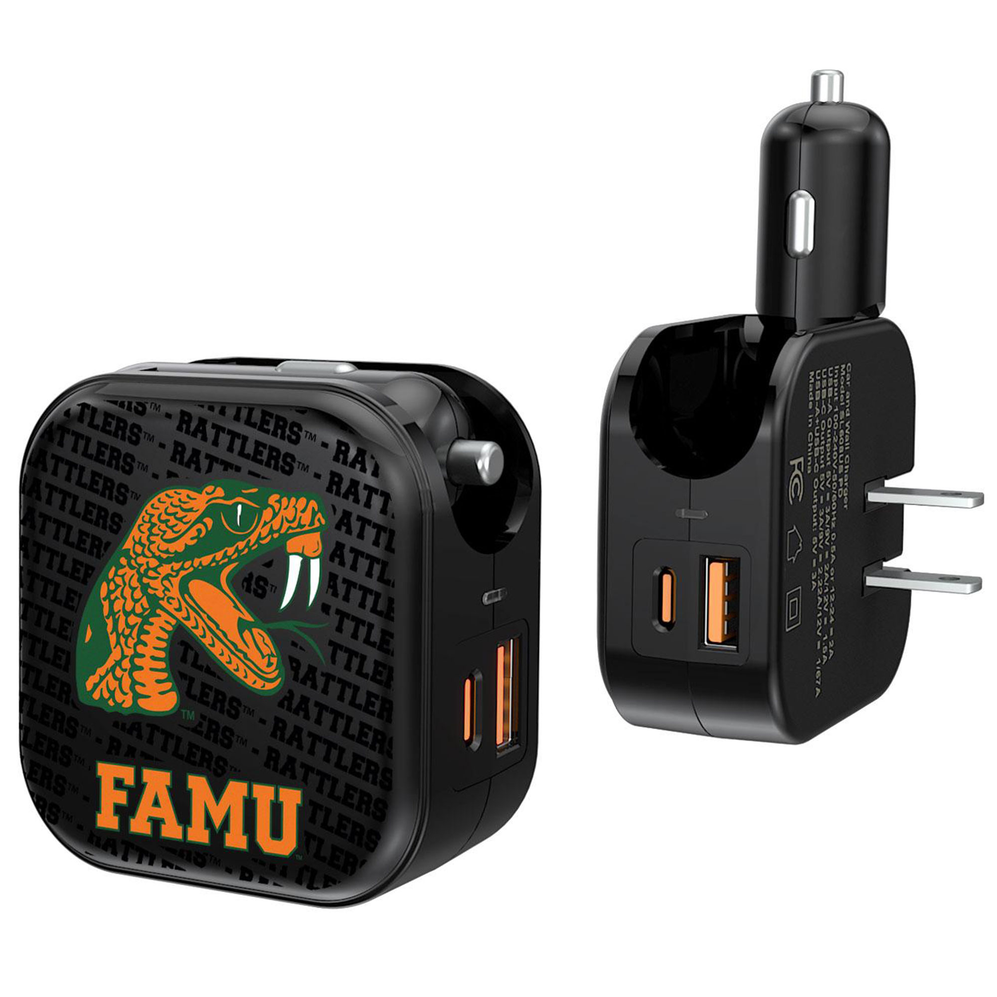 Keyscaper Black Florida A&M Rattlers Two-In-One USB A/C Charger