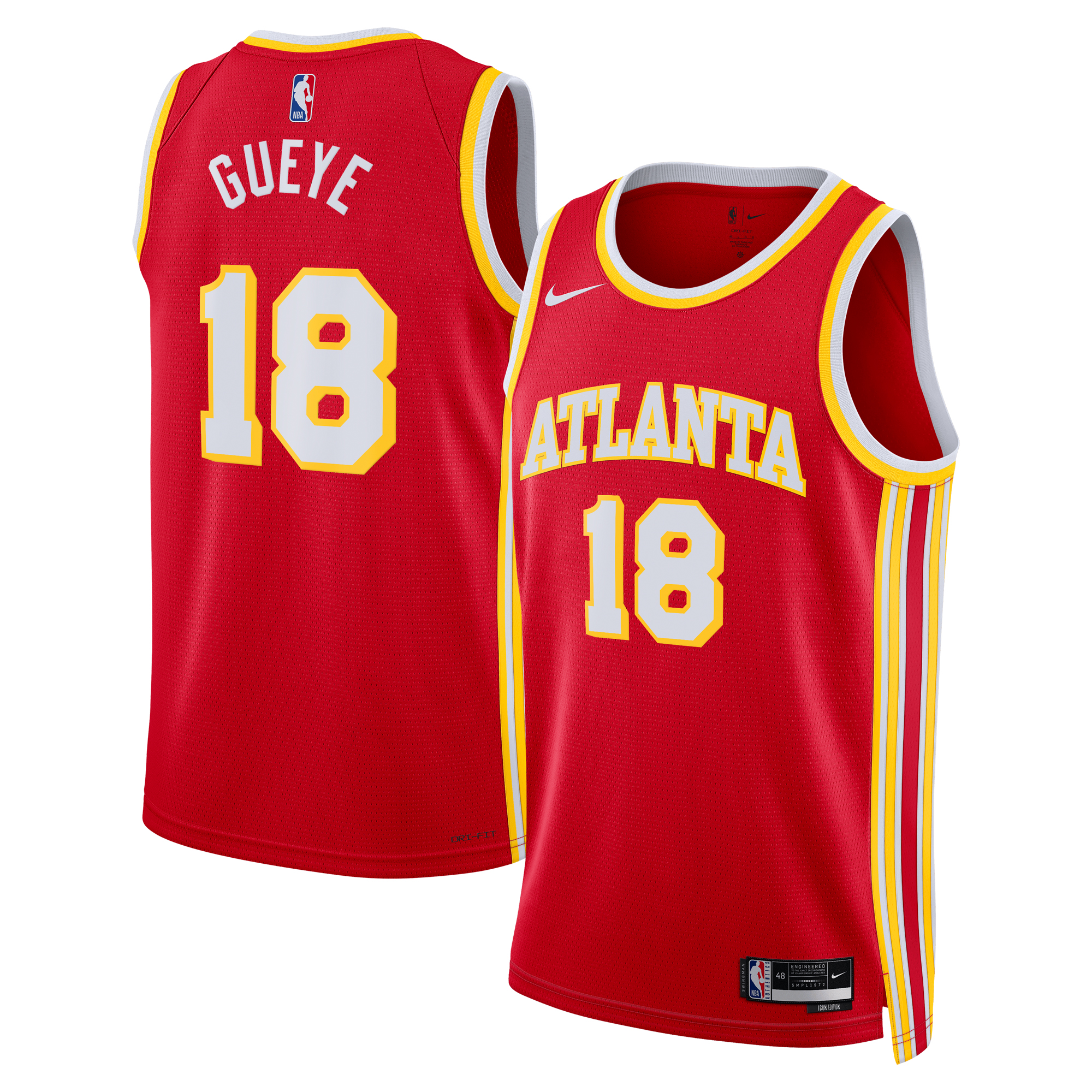 Camiseta Nike Icon Edition Swingman de los Atlanta Hawks - Rojo - Mouhamed Gueye - Unisex