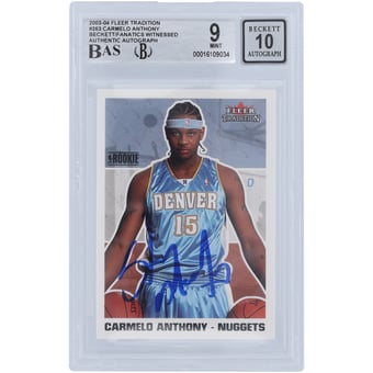 Carmelo Anthony Denver Nuggets Autographed 2003-04 Fleer Tradition #263 Beckett Fanatics Witnessed Authenticated 9/10 Rookie Card