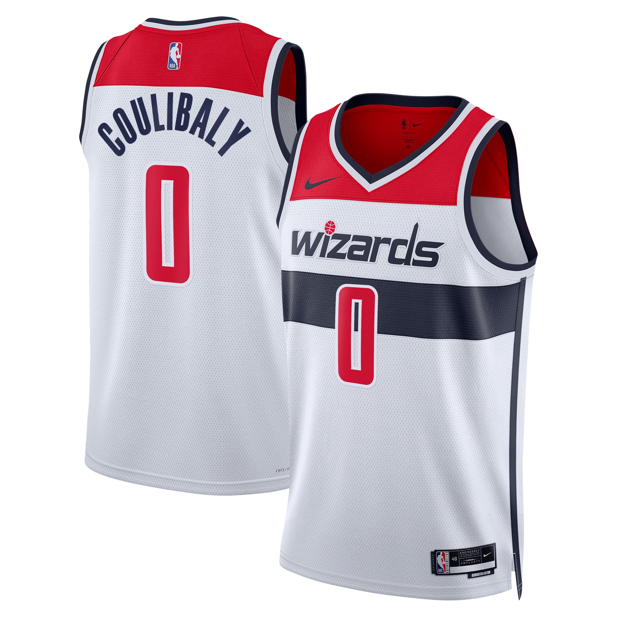 Camiseta Nike Association Swingman de los Washington Wizards - Blanco - Bilal Coulibaly - Unisex