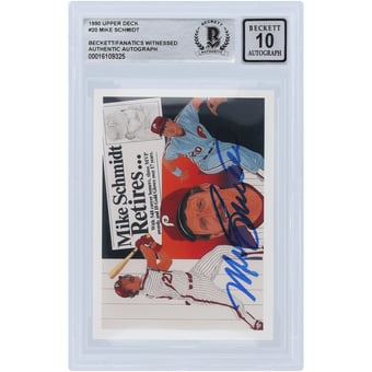 Mike Schmidt Philadelphia Phillies Autographed 1990 Upper Deck Series1 #20 Beckett Fanatics Witnessed Authenticated 10 Card