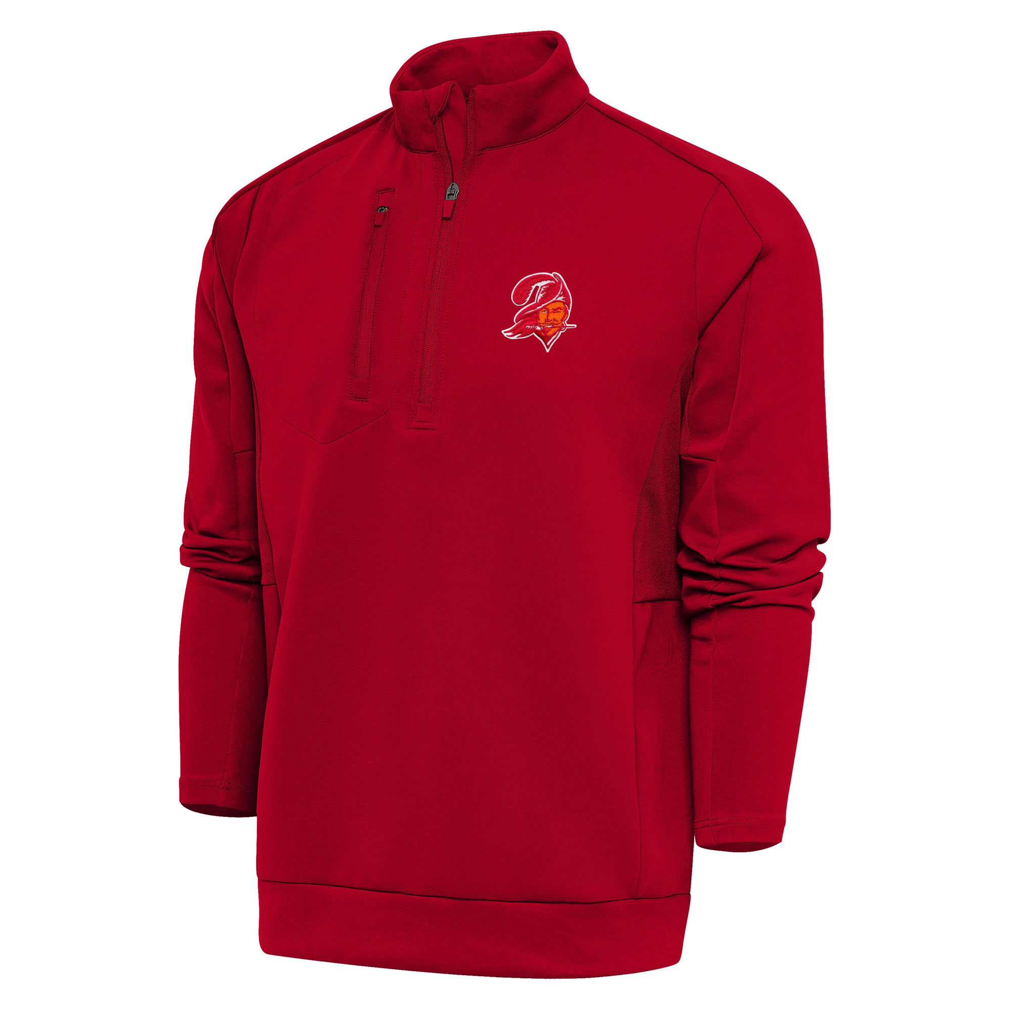 Men's Antigua Red Tampa Bay Buccaneers Throwback Logo Generation Quarter-Zip Pullover Top