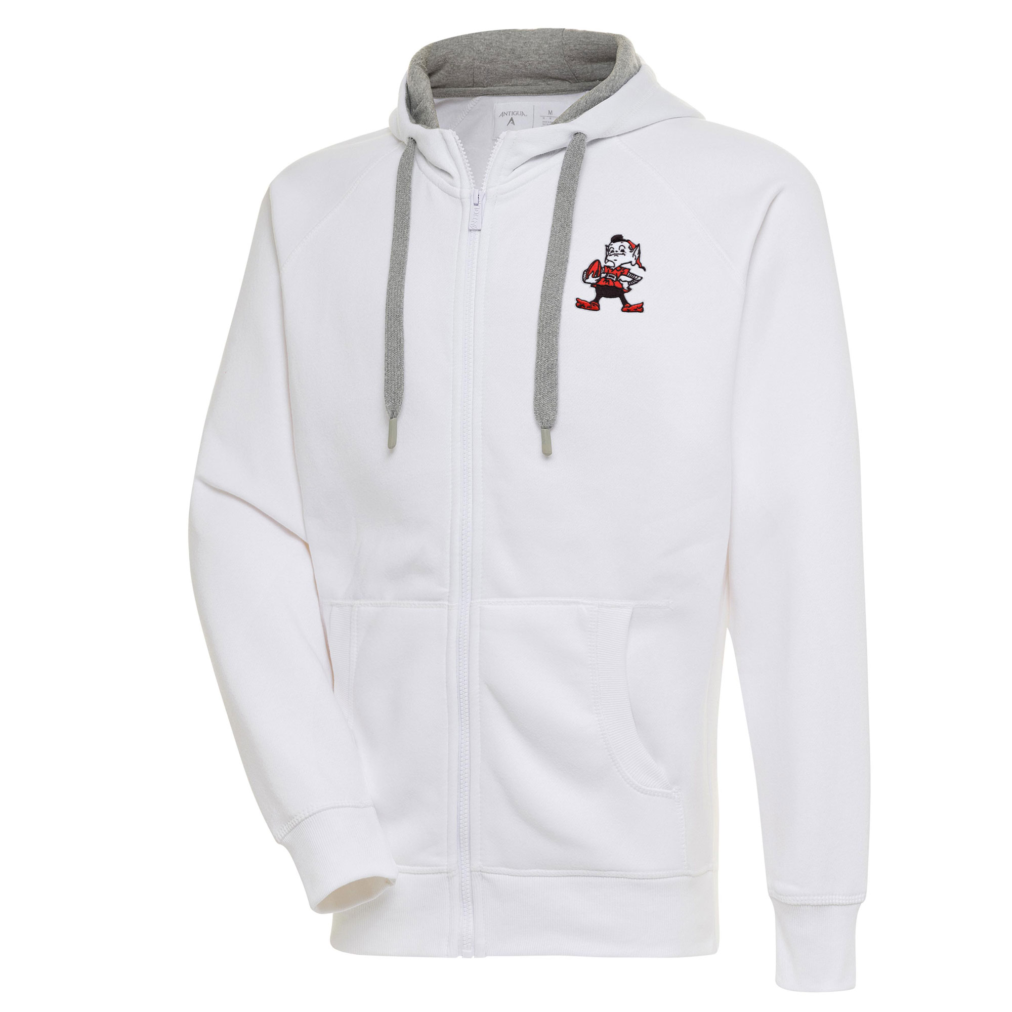 Men's Antigua White Cleveland Browns Throwback Logo Victory Full-Zip Hoodie