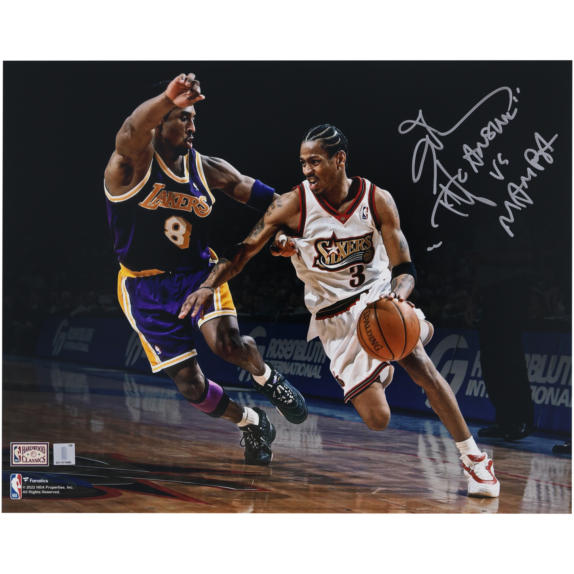 Allen Iverson Philadelphia 76ers Autographed 16" x 20" 76ers Vs. Kobe Bryant Photograph with ''The Answer vs Mamba'' Inscription