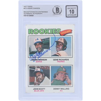 Andre Dawson Montreal Expos Autographed 1977 Topps Series 2 #473 Beckett Fanatics Witnessed Authenticated 10 Rookie Card