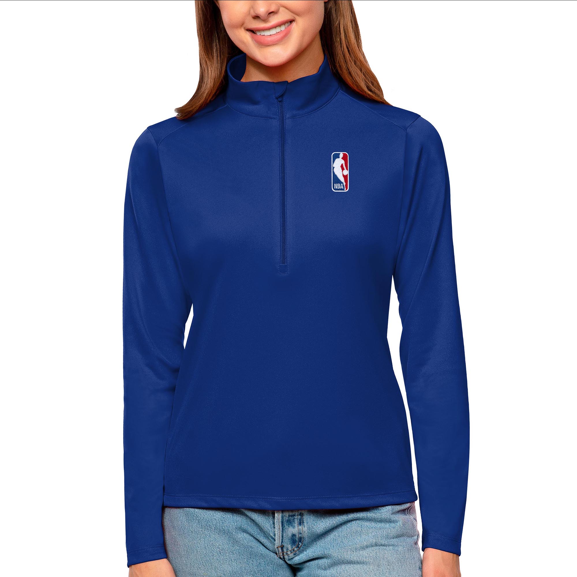 Women's Antigua Royal WNBA Logoman Tribute Half-Zip Pullover Top