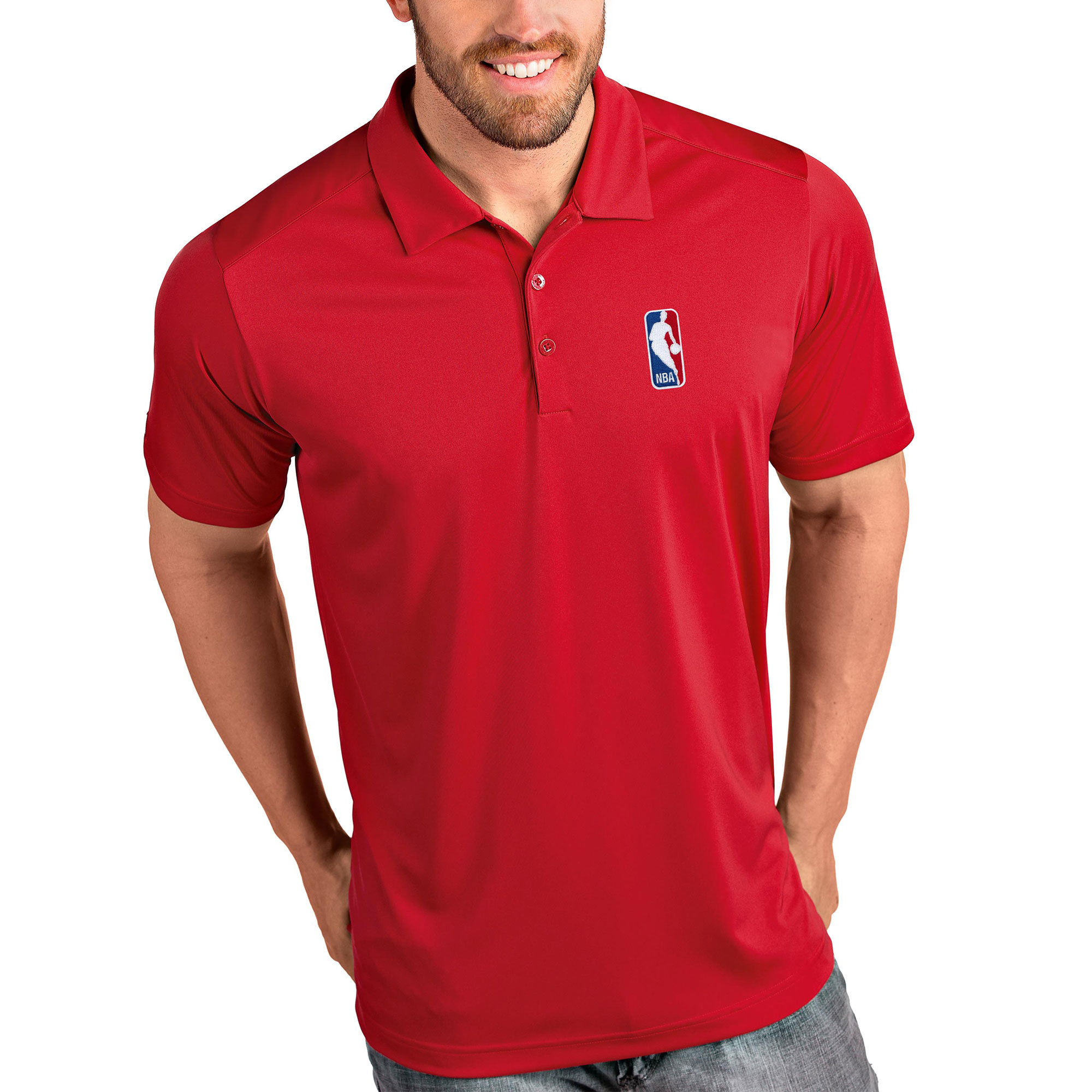 Men's Antigua Red NBA Tribute Polo