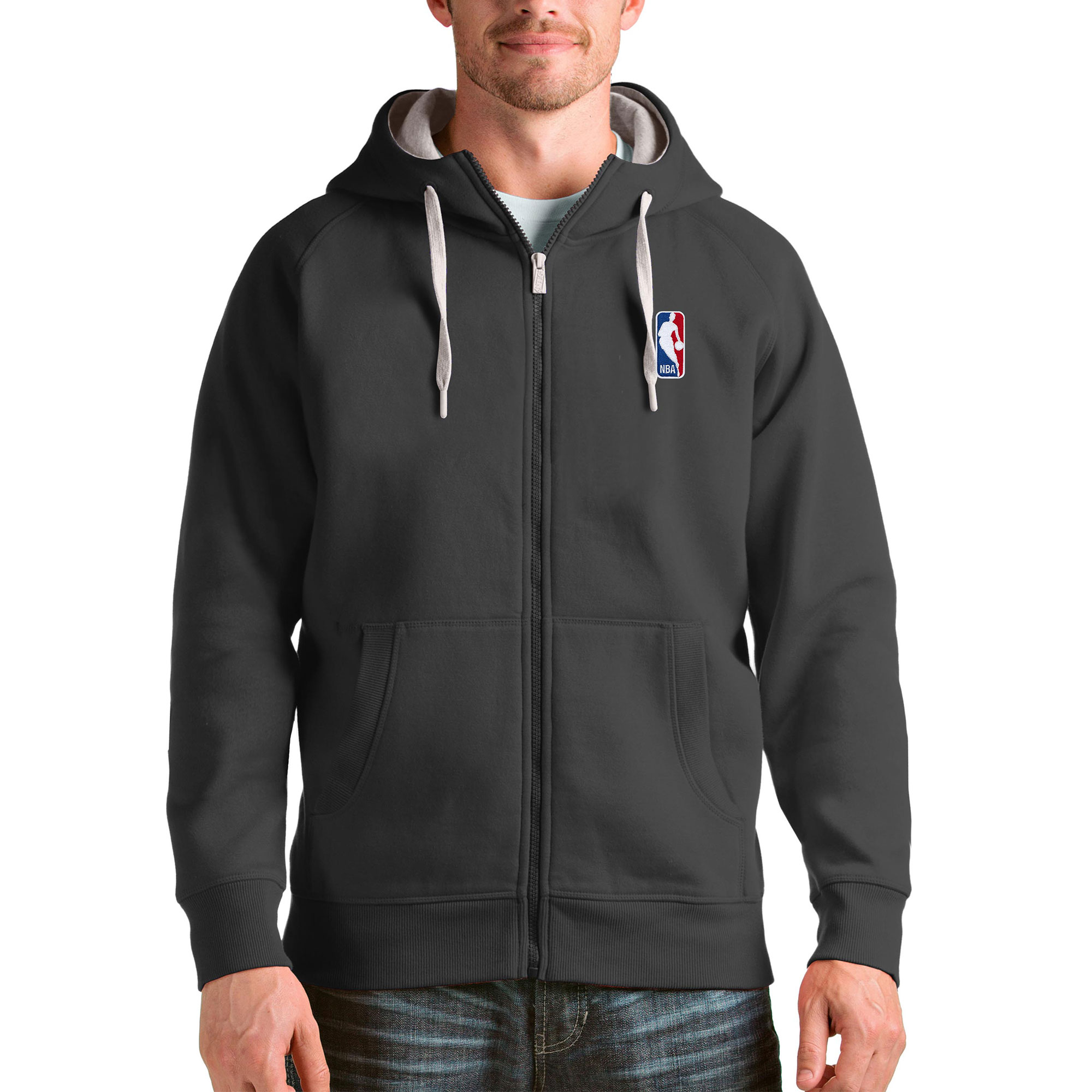 Men's Antigua Charcoal NBA Victory Full-Zip Jacket