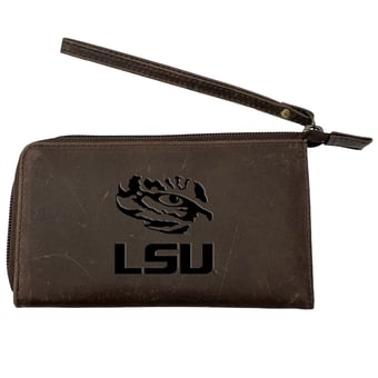 Brown LSU Tigers Cell Phone Wristlet Wallet