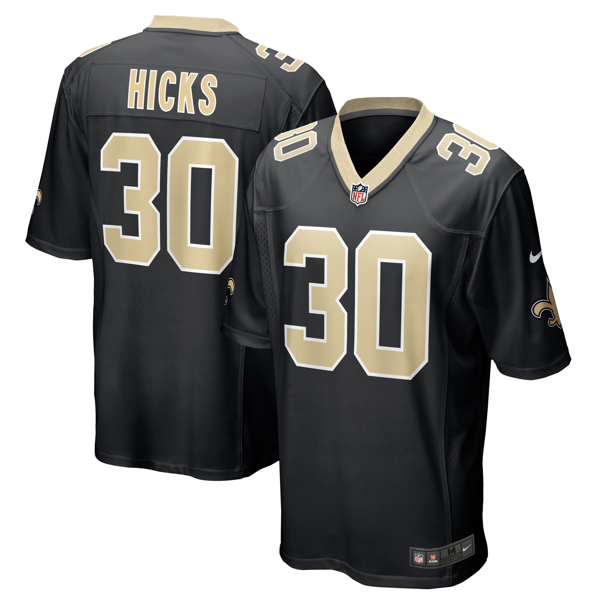 Men's Nike Faion Hicks Black New Orleans Saints Game Jersey
