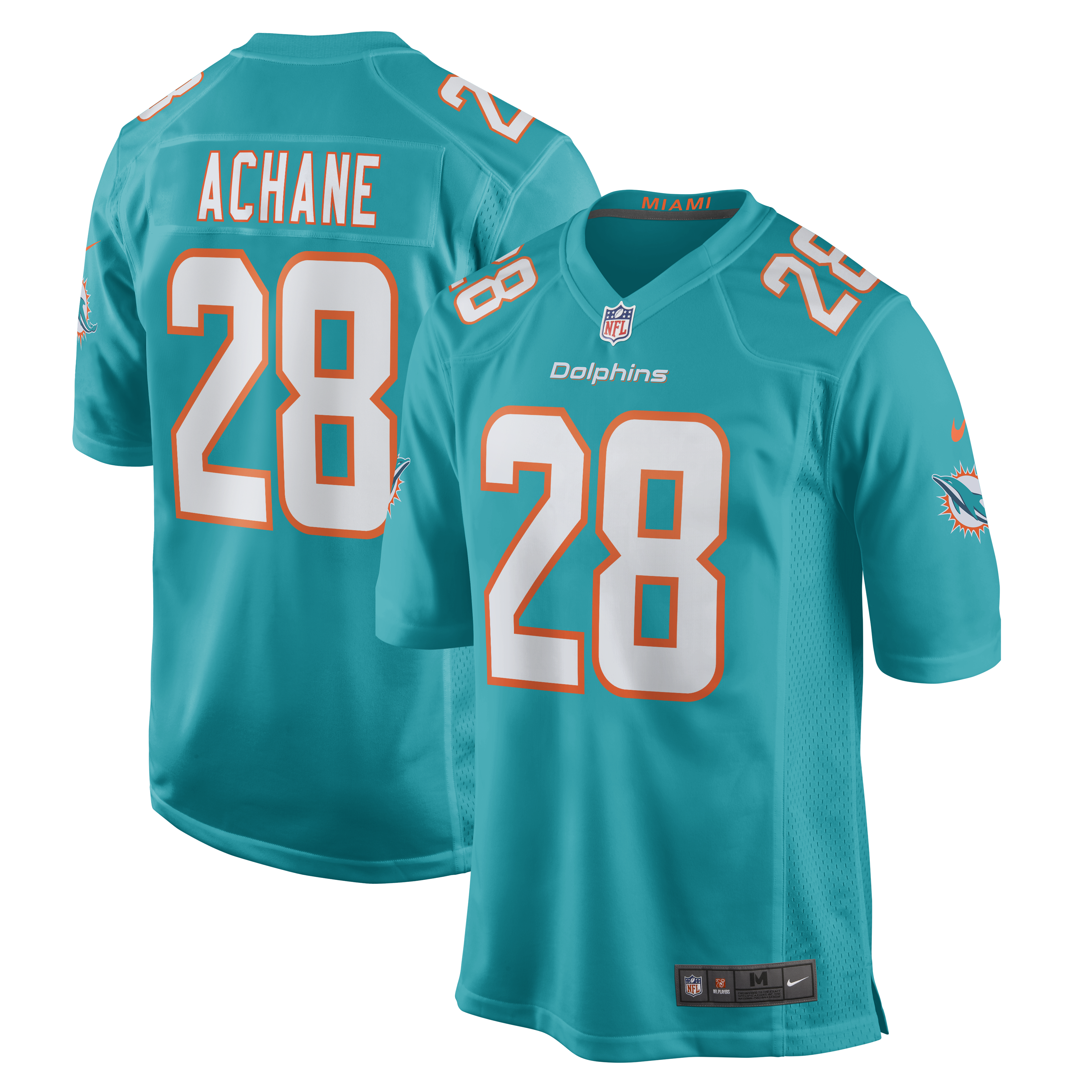 Men's Nike De’Von Achane Aqua Miami Dolphins Player Game Jersey