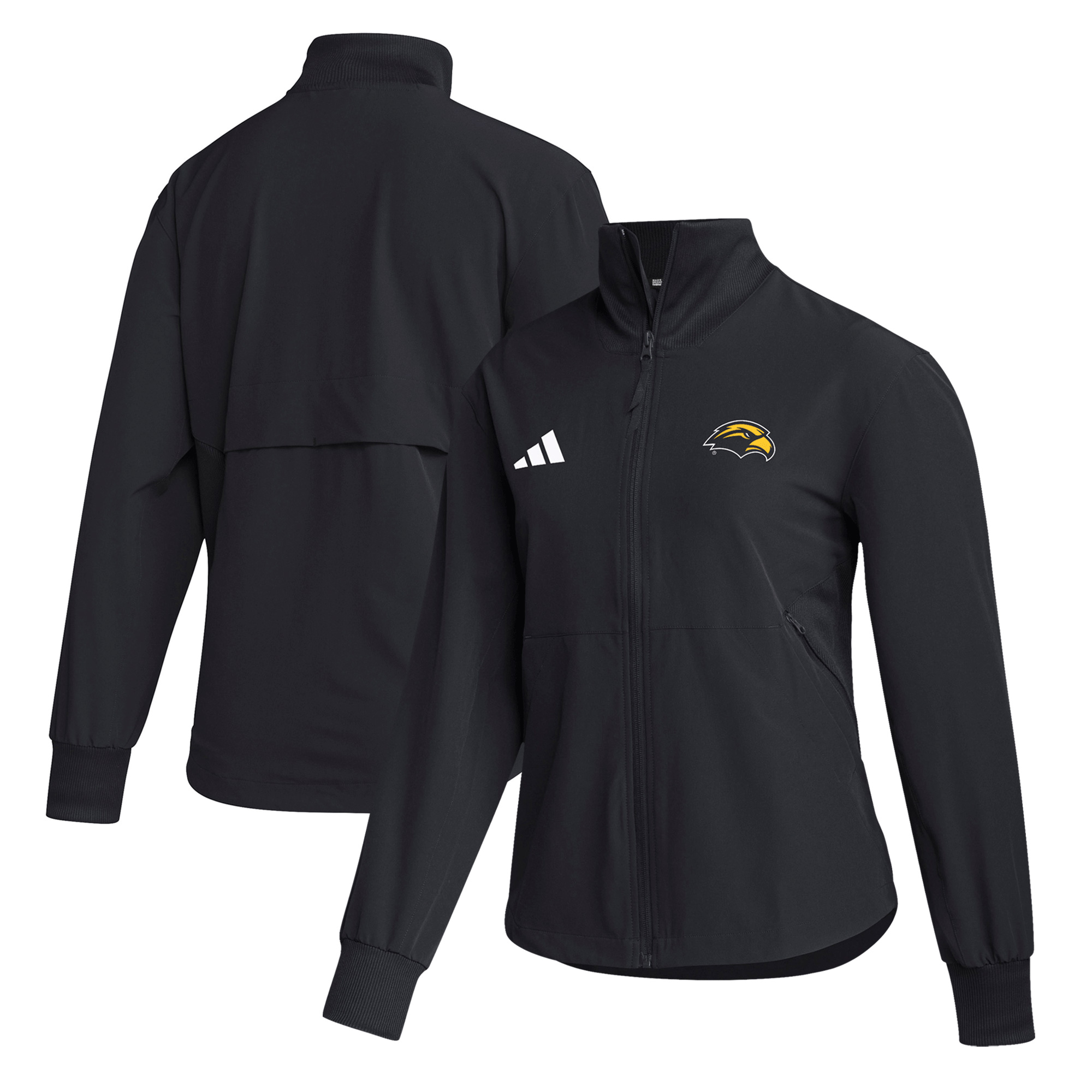Women's adidas  Black Southern Miss Golden Eagles Travel Full-Zip Woven Jacket