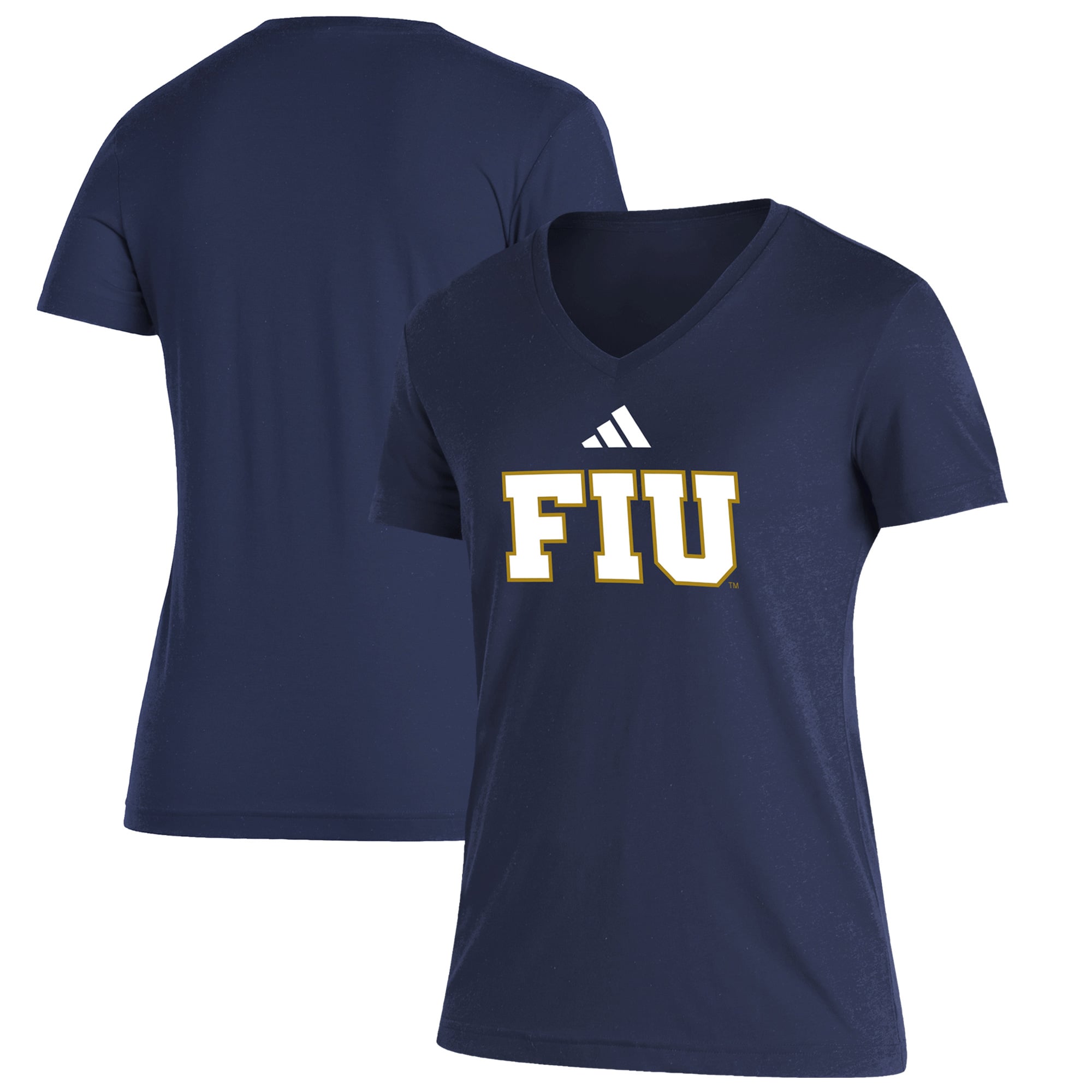 Women's adidas  Navy FIU Panthers Blend V-Neck T-Shirt