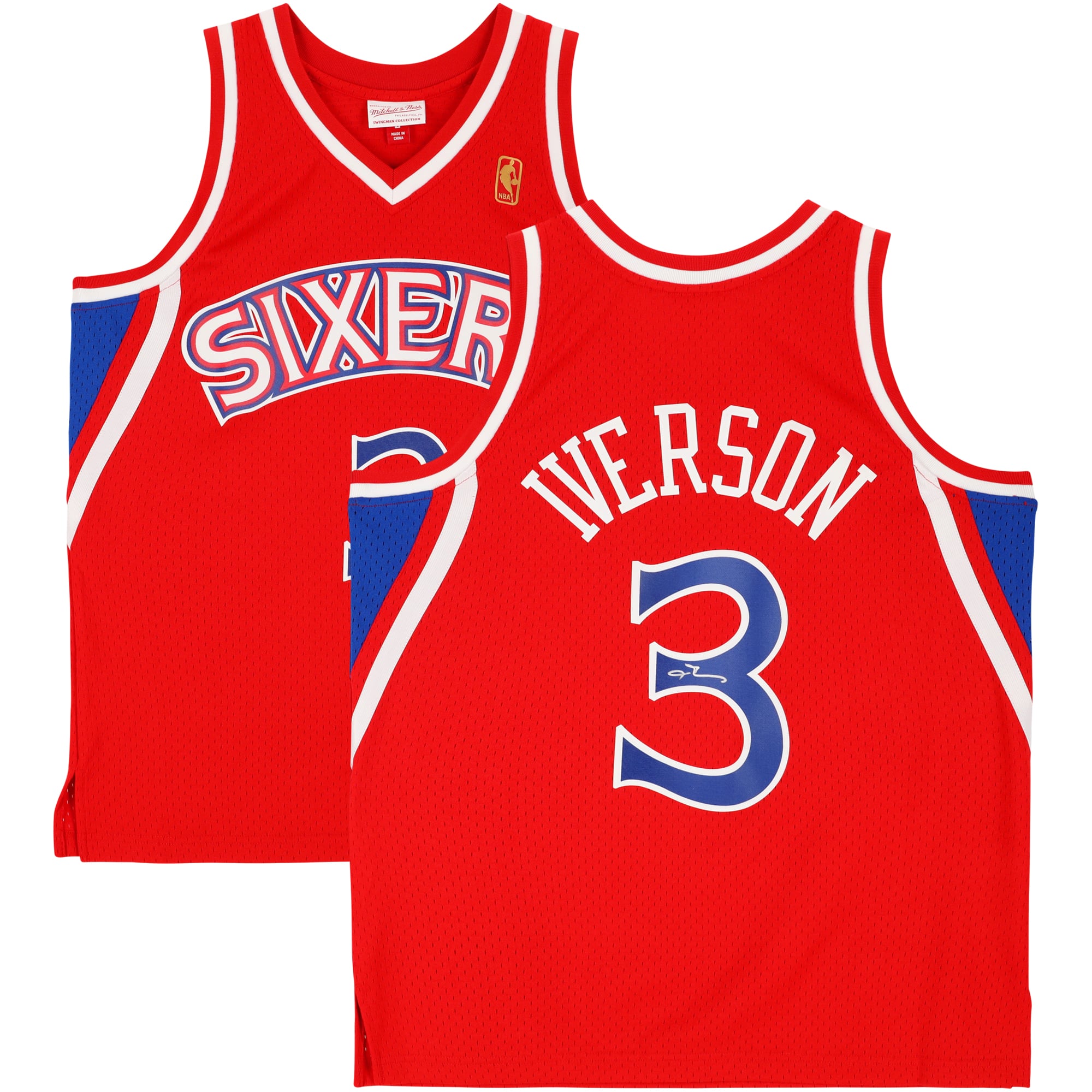 Allen Iverson Philadelphia 76ers Autographed Red Mitchell & Ness 1996-97 Swingman Jersey