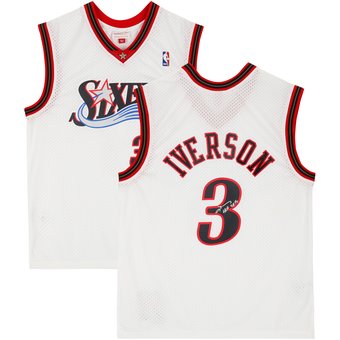 Allen Iverson Philadelphia 76ers Autographed White Mitchell & Ness 2000-01 Swingman Jersey with "HOF 2K16" Inscription