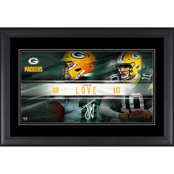 Jordan Love Green Bay Packers Facsimile Signature Framed 10" x 18" Player Nameplate Collage