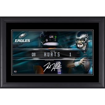 Jalen Hurts Philadelphia Eagles Facsimile Signature Framed 10" x 18" Player Nameplate Collage