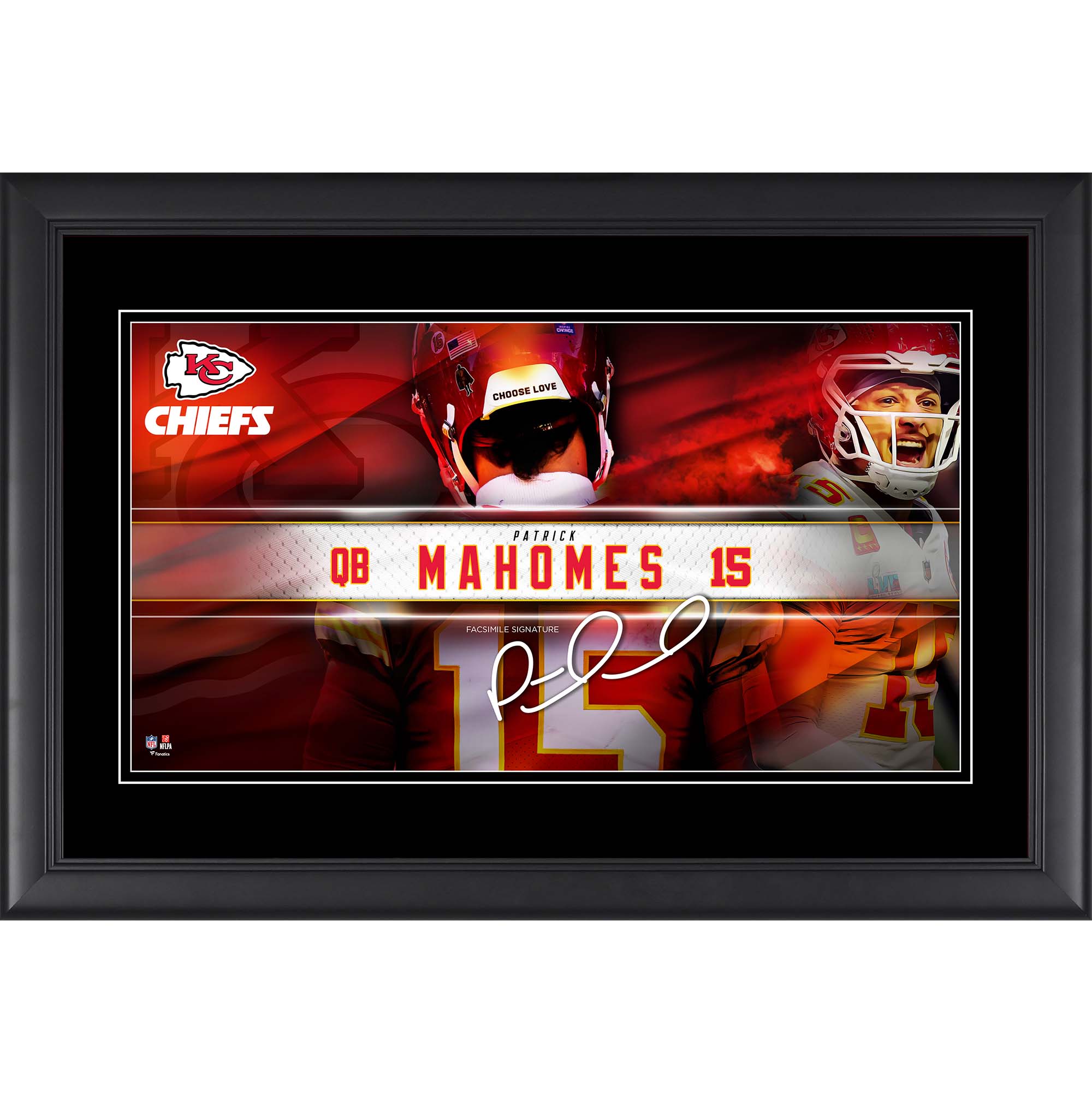 Patrick Mahomes Kansas City Chiefs Facsimile Signature Framed 10" x 18" Player Nameplate Collage