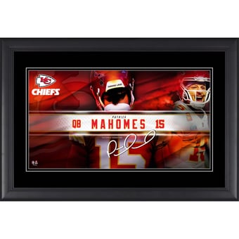 Patrick Mahomes Kansas City Chiefs Facsimile Signature Framed 10" x 18" Player Nameplate Collage