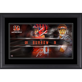 Joe Burrow Cincinnati Bengals Facsimile Signature Framed 10" x 18" Player Nameplate Collage