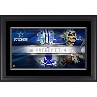 Dak Prescott Dallas Cowboys Facsimile Signature Framed 10" x 18" Player Nameplate Collage