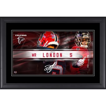 Drake London Atlanta Falcons Facsimile Signature Framed 10" x 18" Player Nameplate Collage